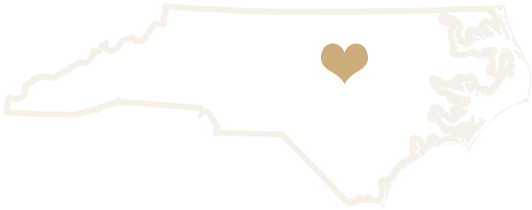 North Carolina Outline With Heart on Wake Forest