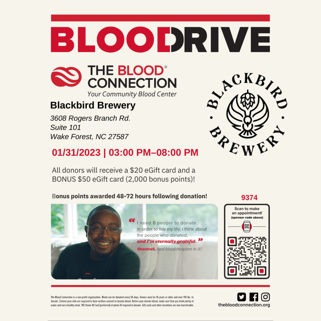 Blood Drive Blackbird Brewery