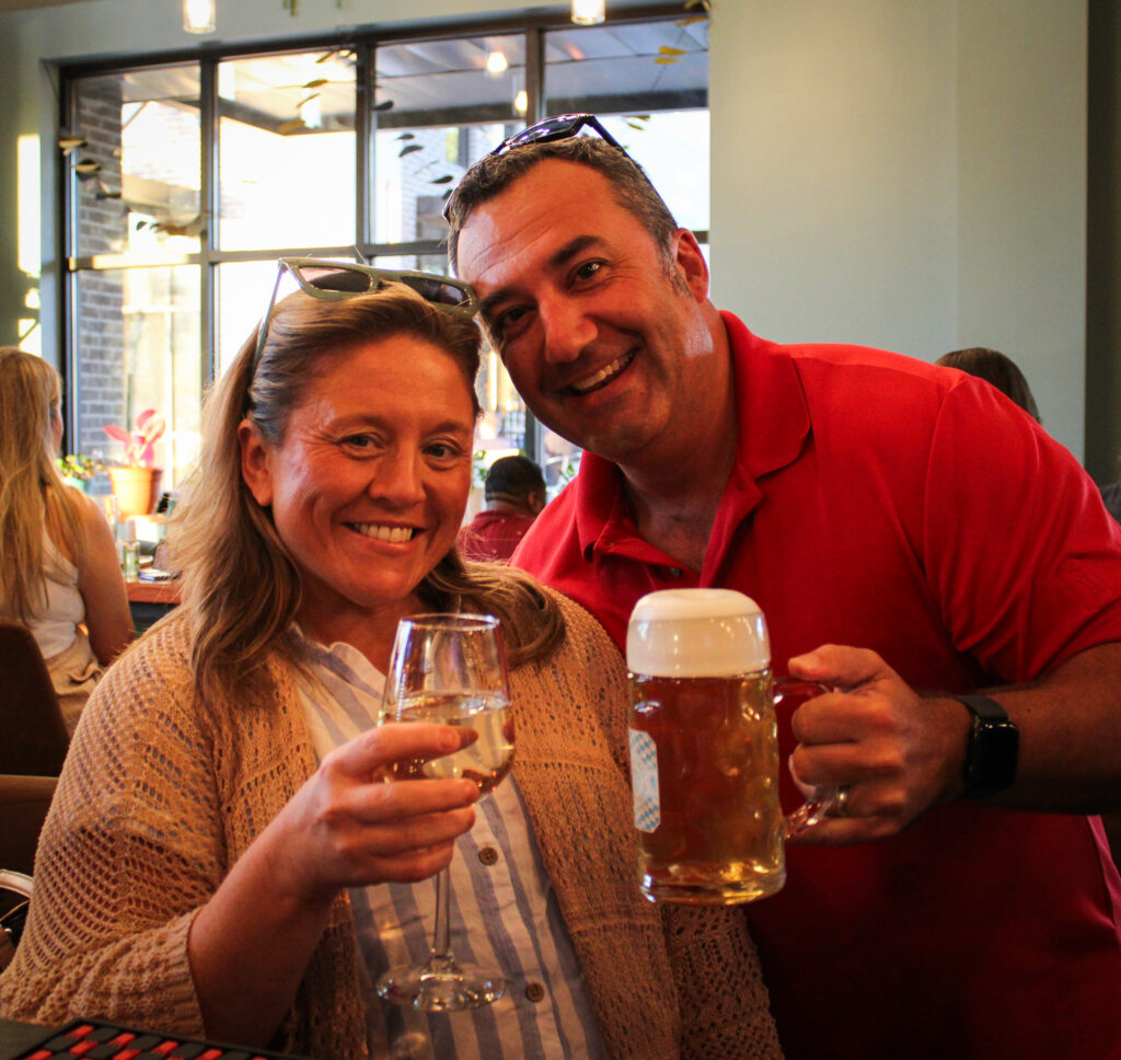 Happy couple with drinks