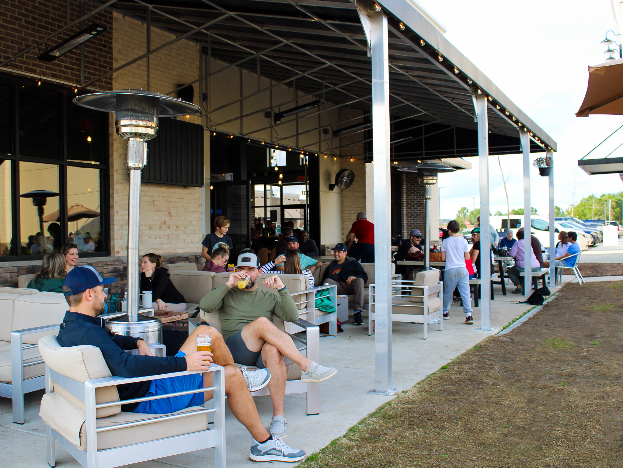 People enjoying beer in the beer garden